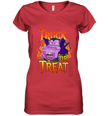 Disney Pixar Cars Halloween Vampire Truck Or Treat Women's V-Neck T-Shirt Women's V-Neck T-Shirt - jonhlittlestore88