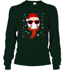Pittsburgh Pirates Logo Christmas Baseball Player Glasses Santa Hat Pajama Gift Long Sleeve T-Shirt Long Sleeve T-Shirt - jonhlittlestore88