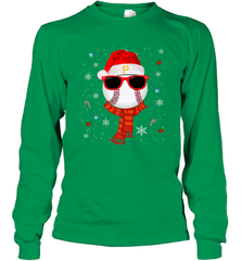 Pittsburgh Pirates Logo Christmas Baseball Player Glasses Santa Hat Pajama Gift Long Sleeve T-Shirt Long Sleeve T-Shirt - jonhlittlestore88