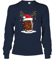 NFL Christmas Football Reindeer Funny Santa Hat Xmas Kids Gift Long Sleeve T-Shirt