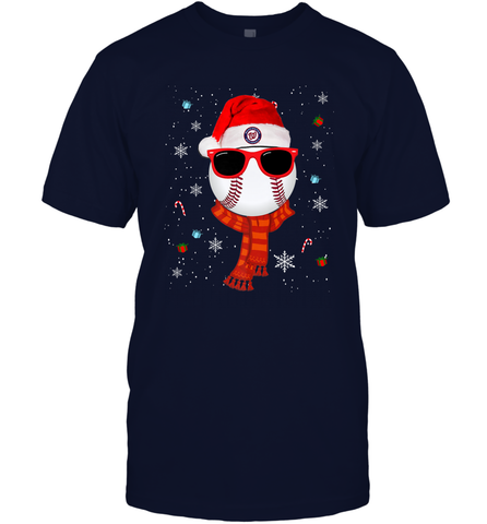 Washington Nationals Logo Christmas Baseball Player Glasses Santa Hat Pajama Gift Men's T-Shirt