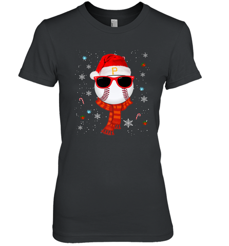 Pittsburgh Pirates Logo Christmas Baseball Player Glasses Santa Hat Pajama Gift Women's Premium T-Shirt Women's Premium T-Shirt / Black / XS Women's Premium T-Shirt - jonhlittlestore88