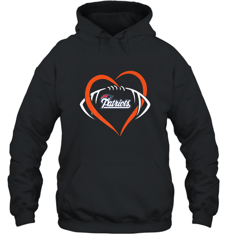 NFL New England Patriots Heart Love Football Hooded Sweatshirt Hooded Sweatshirt / Black / S Hooded Sweatshirt - jonhlittlestore88