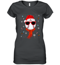 St. Louis Cardinals Logo Christmas Baseball Player Glasses Santa Hat Pajama Gift Women's V-Neck T-Shirt
