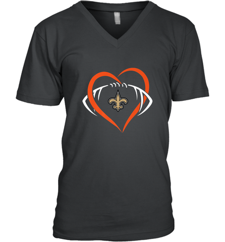 NFL New Orleans Saints Heart Love Football Men's V-Neck Men's V-Neck / Black / S Men's V-Neck - jonhlittlestore88