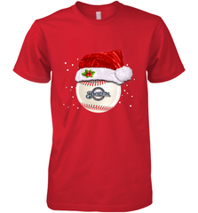 Milwaukee Brewers Logo Baseball Ball Christmas Santa Hat Xmas Sport Funny Snow Men's Premium T-Shirt Men's Premium T-Shirt - jonhlittlestore88