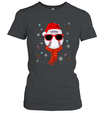 Texas Rangers Logo Christmas Baseball Player Glasses Santa Hat Pajama Gift Women's T-Shirt Women's T-Shirt / Black / S Women's T-Shirt - jonhlittlestore88