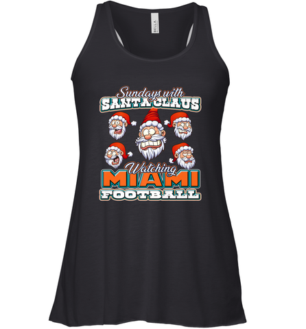 NFL Miami Christmas Funny Santa Claus Watching Football Women's Racerback Tank Women's Racerback Tank / Black / XS Women's Racerback Tank - jonhlittlestore88