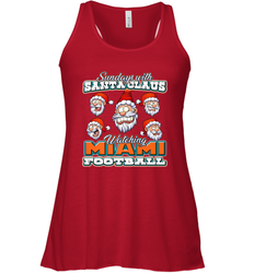 NFL Miami Christmas Funny Santa Claus Watching Football Women's Racerback Tank