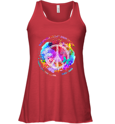 Woodstocks 50th Anniversary Peace Love tee Women's Racerback Tank