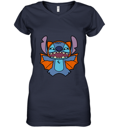 Disney Stitch Bat Halloween Costume Women's V-Neck T-Shirt