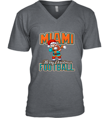 NFL Miami Christmas Dabbing Santa Playing Miami Football Men's V-Neck Men's V-Neck - jonhlittlestore88