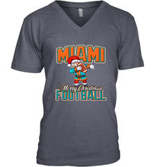NFL Miami Christmas Dabbing Santa Playing Miami Football Men's V-Neck Men's V-Neck - jonhlittlestore88