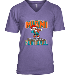 NFL Miami Christmas Dabbing Santa Playing Miami Football Men's V-Neck Men's V-Neck - jonhlittlestore88