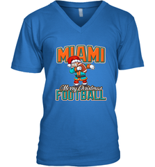 NFL Miami Christmas Dabbing Santa Playing Miami Football Men's V-Neck Men's V-Neck - jonhlittlestore88