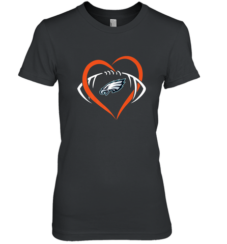 NFL Philadelphia Eagles Heart Love Football Women's Premium T-Shirt Women's Premium T-Shirt / Black / XS Women's Premium T-Shirt - jonhlittlestore88