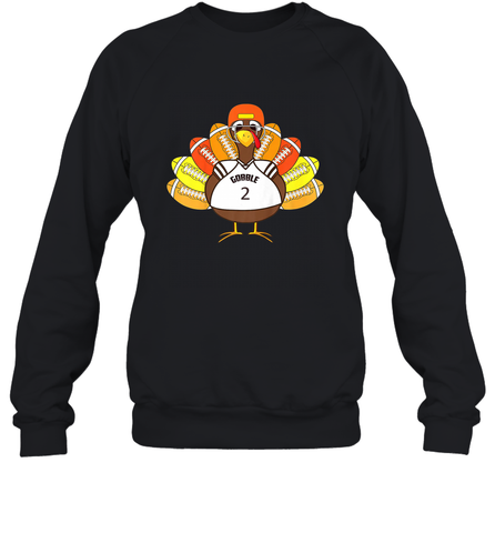 Cool Thanksgiving Football Shirt _ Gobble Player Turkey Gift Crewneck Sweatshirt Crewneck Sweatshirt / Black / S Crewneck Sweatshirt - jonhlittlestore88