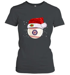 Washington Nationals Logo Baseball Ball Christmas Santa Hat Xmas Sport Funny Snow Women's T-Shirt