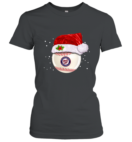 Washington Nationals Logo Baseball Ball Christmas Santa Hat Xmas Sport Funny Snow Women's T-Shirt Women's T-Shirt / Black / S Women's T-Shirt - jonhlittlestore88