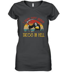 Vintage I Hope They Serve Tacos In Hell Halloween Costume Women's V-Neck T-Shirt Women's V-Neck T-Shirt - jonhlittlestore88