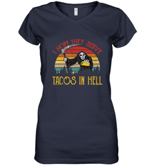 Vintage I Hope They Serve Tacos In Hell Halloween Costume Women's V-Neck T-Shirt Women's V-Neck T-Shirt - jonhlittlestore88