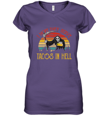 Vintage I Hope They Serve Tacos In Hell Halloween Costume Women's V-Neck T-Shirt Women's V-Neck T-Shirt - jonhlittlestore88