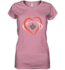 NFL New Orleans Saints Heart Love Football Women's V-Neck T-Shirt Women's V-Neck T-Shirt - jonhlittlestore88