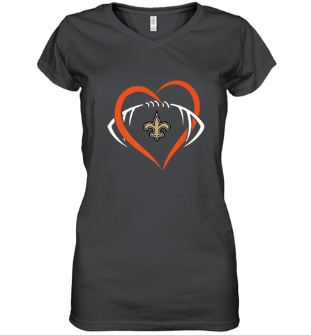 NFL New Orleans Saints Heart Love Football Women's V-Neck T-Shirt Women's V-Neck T-Shirt / Black / S Women's V-Neck T-Shirt - jonhlittlestore88