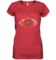 NFL New Orleans Saints Heart Love Football Women's V-Neck T-Shirt Women's V-Neck T-Shirt - jonhlittlestore88
