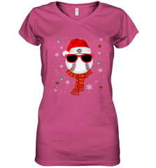 New York Mets Logo Christmas Baseball Player Glasses Santa Hat Pajama Gift Women's V-Neck T-Shirt Women's V-Neck T-Shirt - jonhlittlestore88