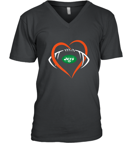 NFL New York Jets Heart Love Football Men's V-Neck Men's V-Neck / Black / S Men's V-Neck - jonhlittlestore88