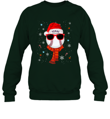 Texas Rangers Logo Christmas Baseball Player Glasses Santa Hat Pajama Gift Crewneck Sweatshirt Crewneck Sweatshirt - jonhlittlestore88