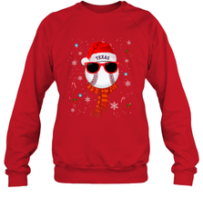Texas Rangers Logo Christmas Baseball Player Glasses Santa Hat Pajama Gift Crewneck Sweatshirt Crewneck Sweatshirt - jonhlittlestore88