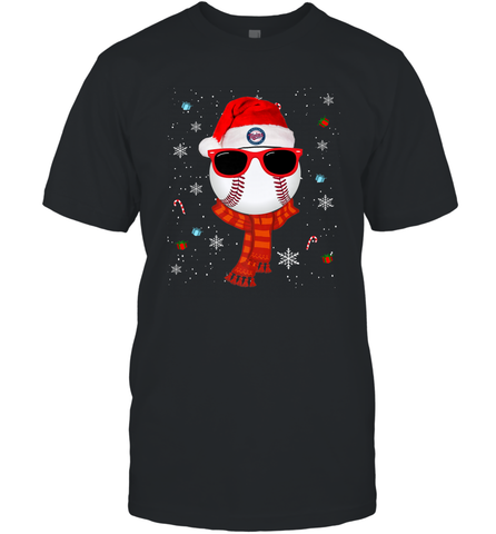 Minnesota Twins Logo Christmas Baseball Player Glasses Santa Hat Pajama Gift Men's T-Shirt Men's T-Shirt / Black / S Men's T-Shirt - jonhlittlestore88