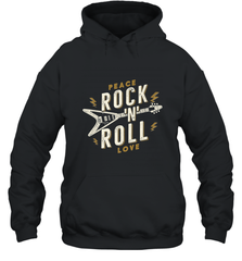 Peace Rock and Roll Love Music Guitar Retro Hippie Hooded Sweatshirt Hooded Sweatshirt - jonhlittlestore88