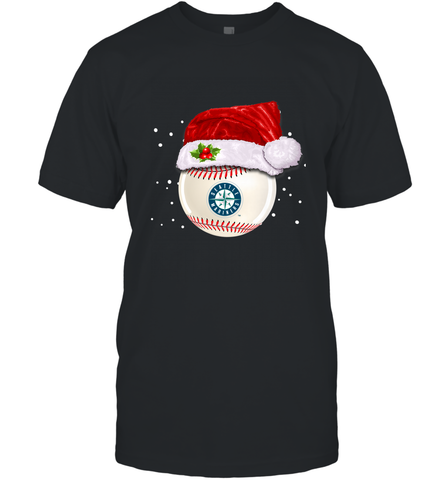 Seattle Mariners Logo Baseball Ball Christmas Santa Hat Xmas Sport Funny Snow Men's T-Shirt Men's T-Shirt / Black / S Men's T-Shirt - jonhlittlestore88