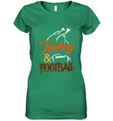 Turkey And Football Thanksgiving Day Football Fan Holiday Women's V-Neck T-Shirt Women's V-Neck T-Shirt - jonhlittlestore88