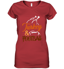 Turkey And Football Thanksgiving Day Football Fan Holiday Women's V-Neck T-Shirt Women's V-Neck T-Shirt - jonhlittlestore88