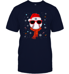 New York Mets Logo Christmas Baseball Player Glasses Santa Hat Pajama Gift Men's T-Shirt
