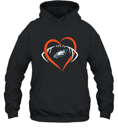 NFL Philadelphia Eagles Heart Love Football Hooded Sweatshirt