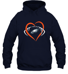 NFL Philadelphia Eagles Heart Love Football Hooded Sweatshirt