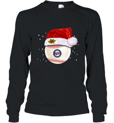Minnesota Twins Logo Baseball Ball Christmas Santa Hat Xmas Sport Funny Snow Long Sleeve T-Shirt