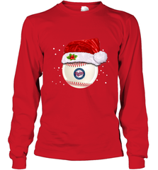 Minnesota Twins Logo Baseball Ball Christmas Santa Hat Xmas Sport Funny Snow Long Sleeve T-Shirt Long Sleeve T-Shirt - jonhlittlestore88