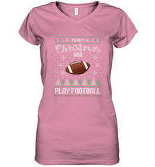 NFL Merry Christmas and Play Football Sports TV Snow Women's V-Neck T-Shirt Women's V-Neck T-Shirt - jonhlittlestore88