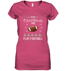 NFL Merry Christmas and Play Football Sports TV Snow Women's V-Neck T-Shirt Women's V-Neck T-Shirt - jonhlittlestore88