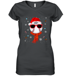 Milwaukee Brewers Logo Christmas Baseball Player Glasses Santa Hat Pajama Gift Women's V-Neck T-Shirt