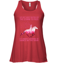 Life Is Not About Waiting Breast Cancer Hippie Peace Horse Women's Racerback Tank