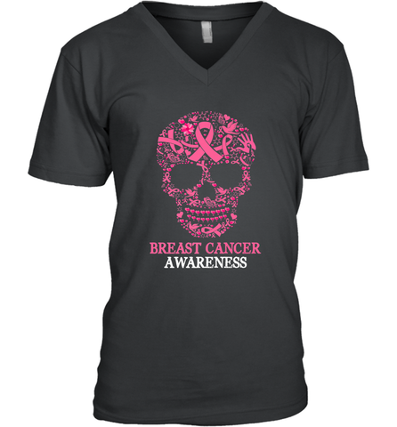 Tattoo Skull Halloween Breast Cancer Awareness Men's V-Neck Men's V-Neck / Black / S Men's V-Neck - jonhlittlestore88