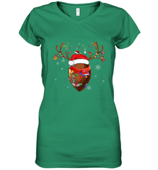 NFL Santa Hat American Football Reindeer Christmas Funny Sport Women's V-Neck T-Shirt Women's V-Neck T-Shirt - jonhlittlestore88