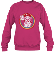 Super Mario Rainbow Circle Distressed Logo Crewneck Sweatshirt Crewneck Sweatshirt - jonhlittlestore88